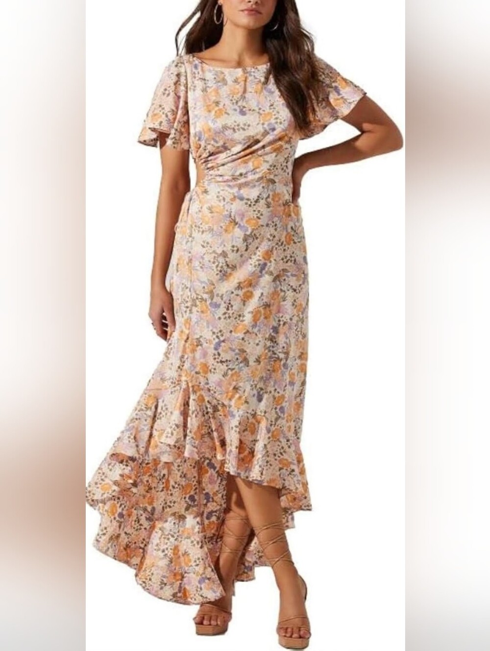 NWOT! ASTR Veida Anthro Party Club Women's Cutout Summer Ruffle Midi Dress Small